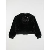 Faux Fur Sequin Embroidered Logo Bomber Jacket